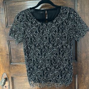 Sachin + Babi - sequenfe and beaded tee - size xs